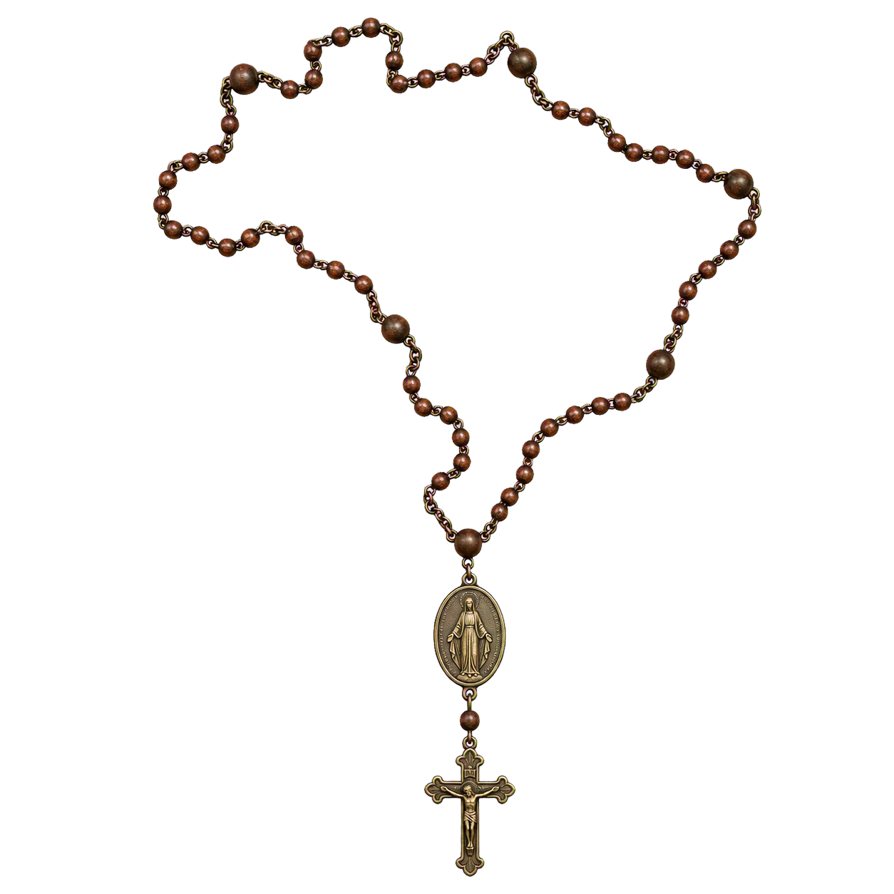Terço tradicional no contorno do Brasil, com a Medalha de Nossa Senhora das Graças